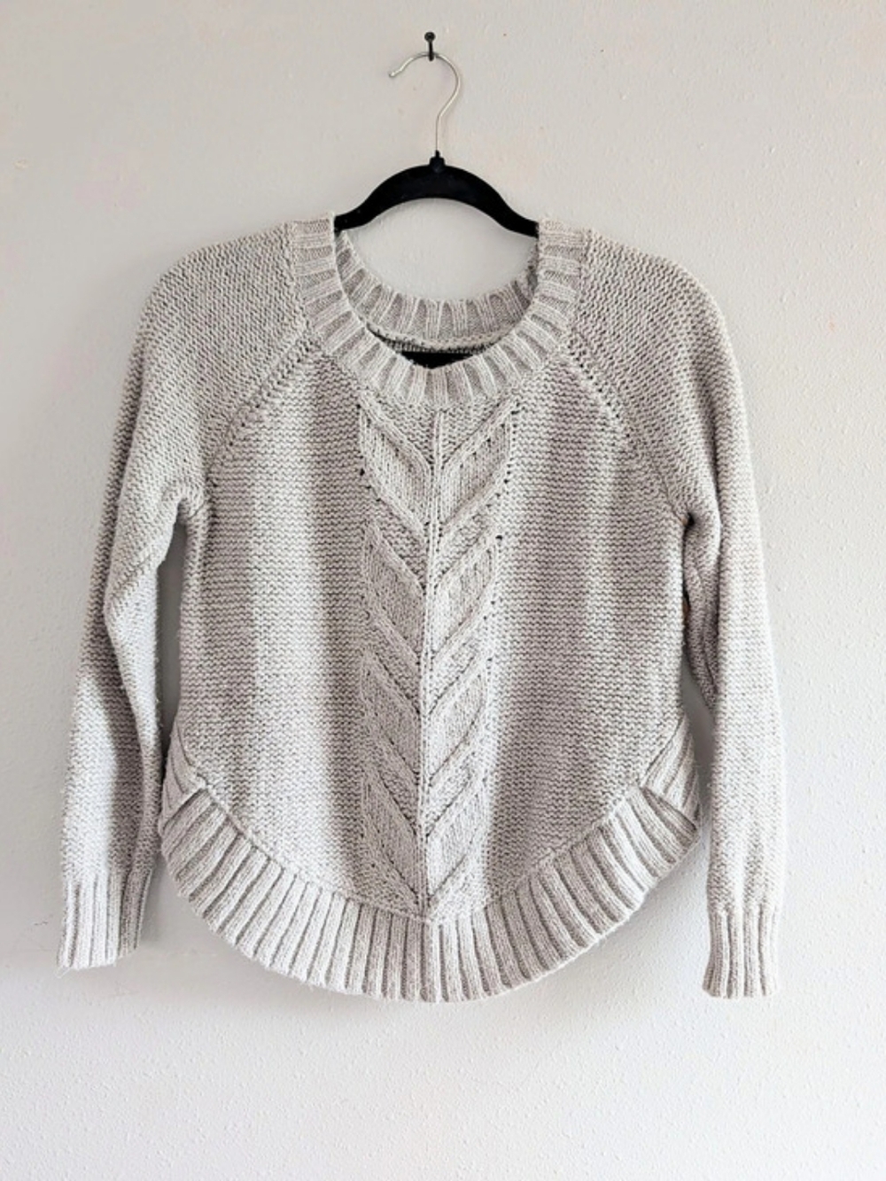 Aerie Cozy Cable Knit Sweater in Gray Size Small